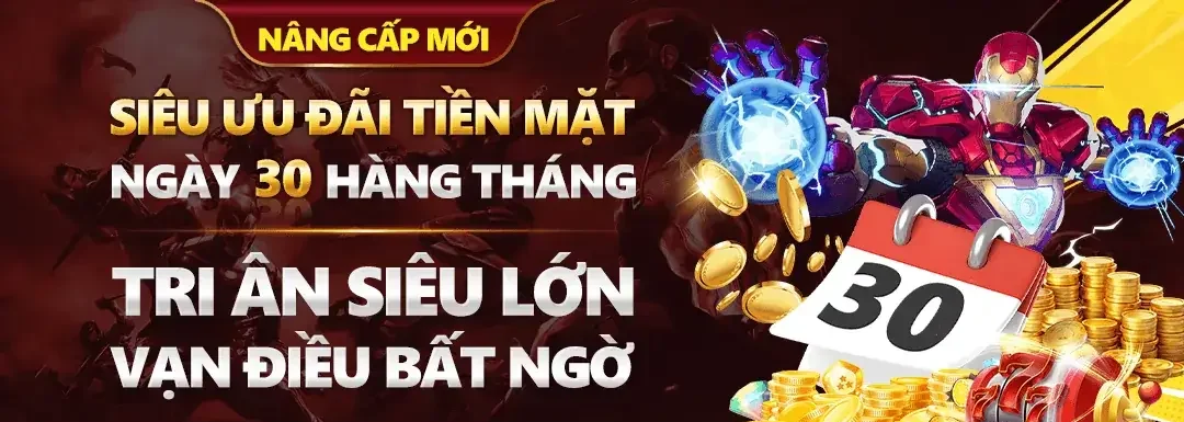Ưu đãi tiền mặt 30 hàng tháng tại trang chủ 3ưin com